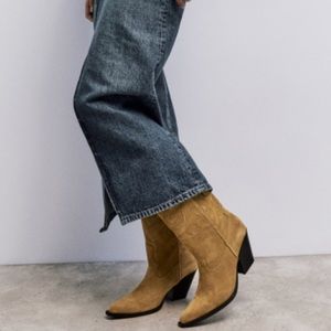 Zara Brown Suede Slouchy Boots